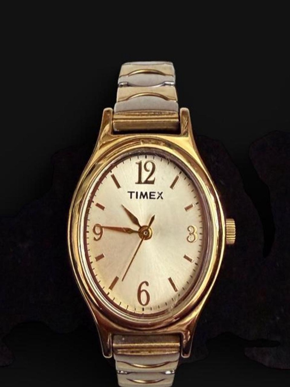 Timex Women's Gold and Silver Two-Tone Oval Analog Watch
